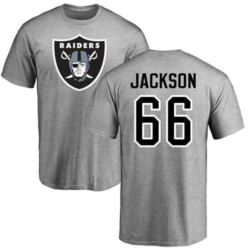 Men Oakland Raiders Ash Gabe Jackson Name and Number Logo NFL Football #66 T Shirt